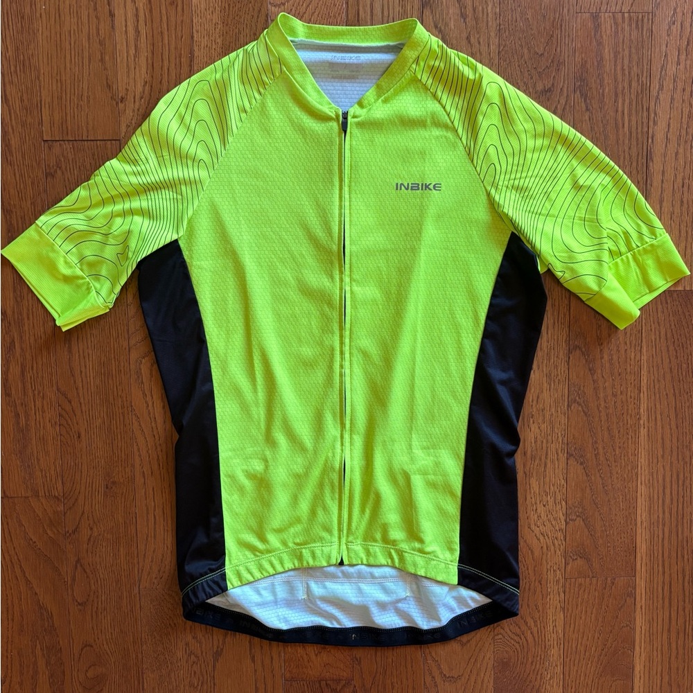 INBIKE Mens Short Sleeve Cycling Shirt/Jersey Neon Yellow & Black Size US Medium